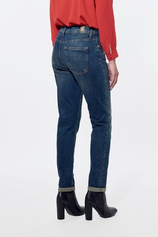 Jean boyfriend taille haute Emi - Bleu pétrole