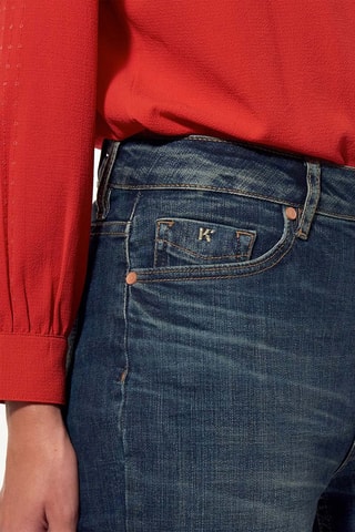 Jean boyfriend taille haute Emi - Bleu pétrole