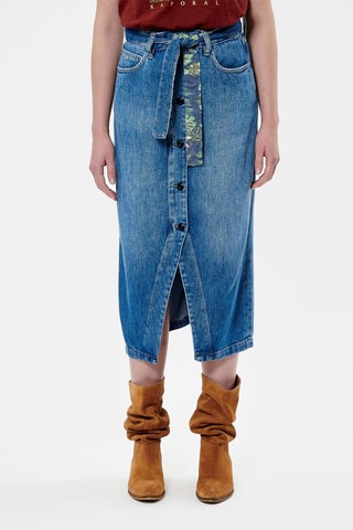 Jupe midi en jean Berti Bleu cobalt