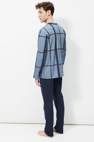 Pyjama - 
Bleu clair chiné et bleu foncé