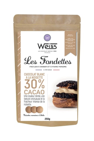 Chocolat blanc à la noisette à pâtisser 30% - 250 g
