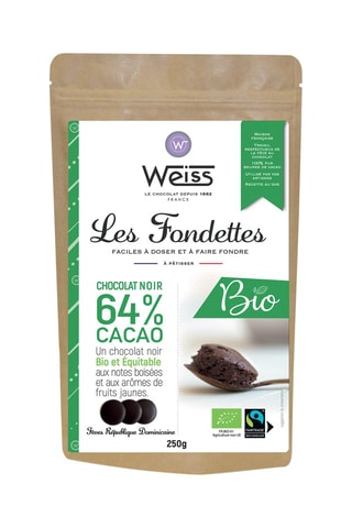 Chocolat noir 64% à pâtisser bio - 250 g