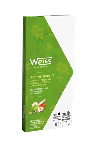 3 Tablettes chocolat noir Façon mendiant 64% cacao - 90 g