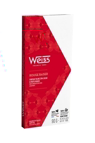 3 Tablettes chocolat blanc rouge baiser 29% - 90 g