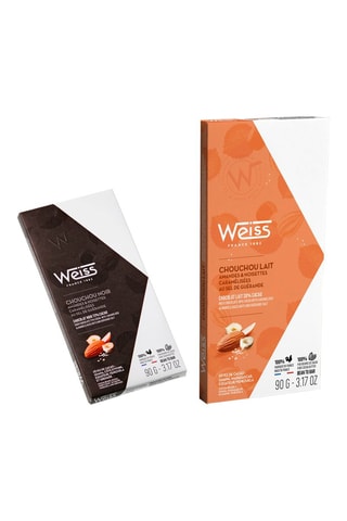 Tablette chocolat au lait chouchou 38% et Tablette de chocolat Chouchou Noir 72%