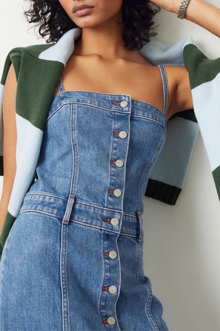 Robe bustier en jean - Bleu