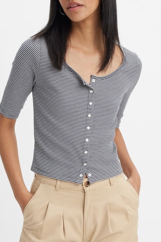 Top - Bleu marine et blanc