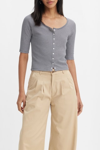 Top - Bleu marine et blanc