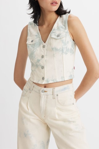 Gilet sans manches en jean Bella - Blanc et bleu