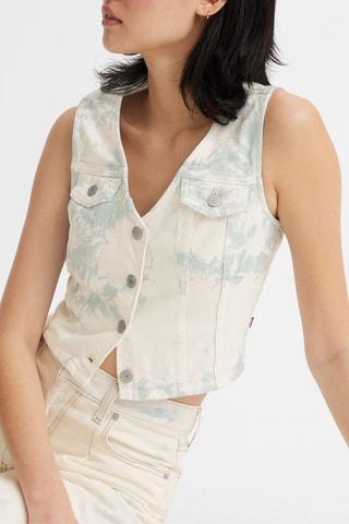 Gilet sans manches en jean Bella - Blanc et bleu