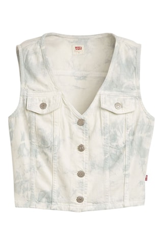 Gilet sans manches en jean Bella - Blanc et bleu