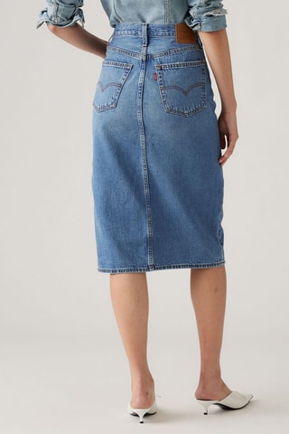 Jupe midi en jean- Bleu