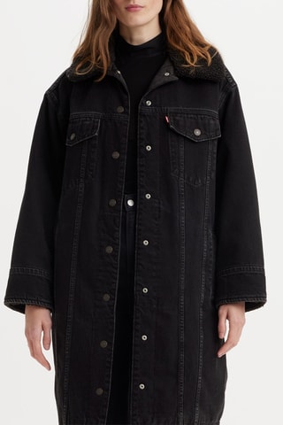 Veste longue en jean - Noir