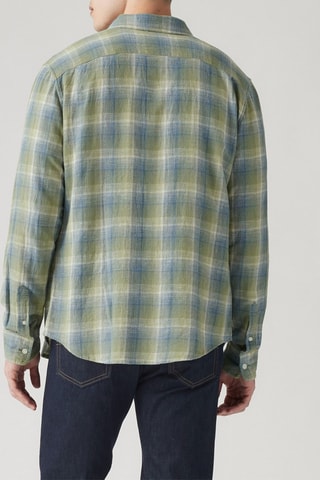 Chemise en lin - Vert et bleu cobalt