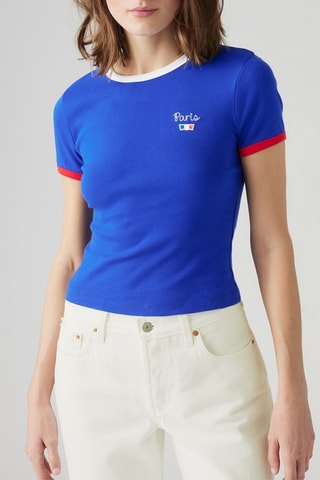 T-shirt Graphic Ringer Rickie regular - Bleu roi