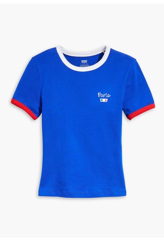 T-shirt Graphic Ringer Rickie regular - Bleu roi