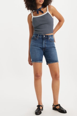 Short en jean taille haute - Bleu