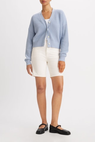 Bermuda en jean taille haute - Blanc