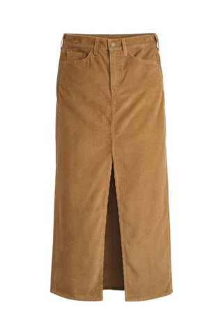 Jupe longue en velours taille haute Ankle Column - Camel