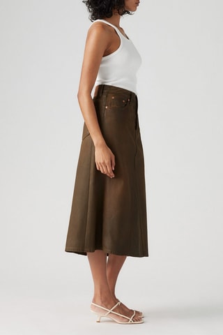 Jupe droite en jean - Marron