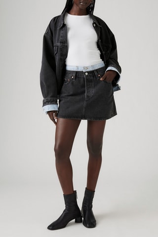 Minijupe en jean taille haute - Noir