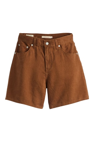 Short en lin High-Rise Baggy - Marron