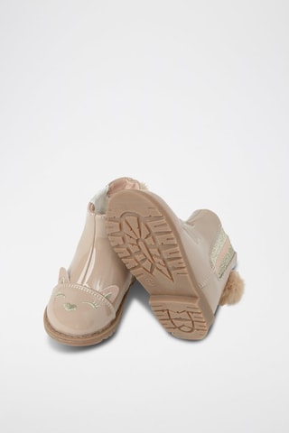 Bottines fourrées vernies - Beige