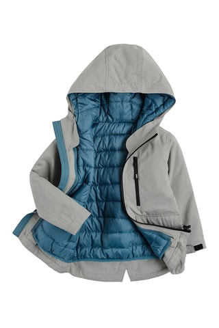 2-in-1 Parka - Lichtgrijs en kobaltblauw