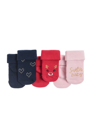 3 Paar Sokken Marineblauw, rood en roze