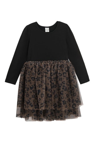 Jurk van 2 Materialen - Zwart