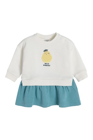 Jurk Trompe-l'œil - Ecru en Turquoise