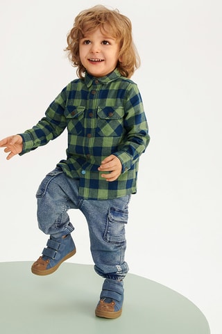 Overhemd - lichtgroen en koningsblauw