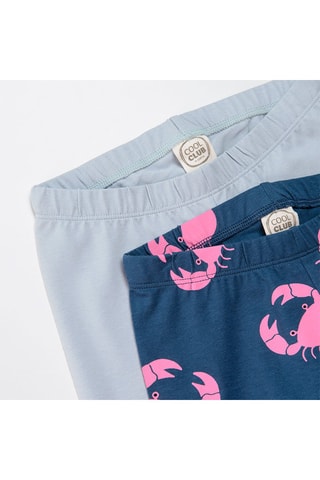 2 Leggings Grijs en Marineblauw