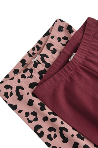 2 Leggings - Lichtroze en Bordeauxrood