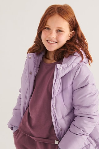 Gewatteerde Jas met Capuchon - Lichtpaars