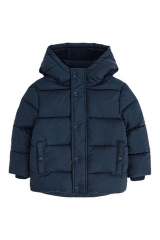 Gewatteerde Jas met Capuchon - Marineblauw