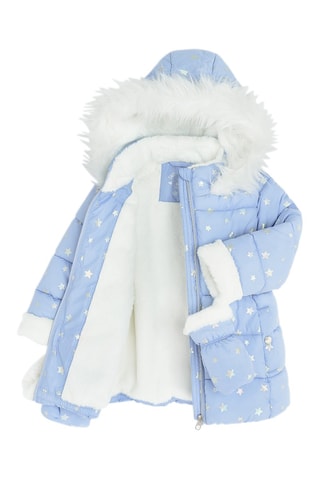 Gewatteerde Jas met Capuchon - Hemelsblauw