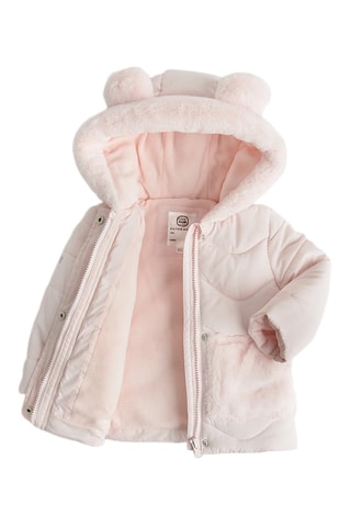 Gewatteerde Jas met Capuchon - Nude