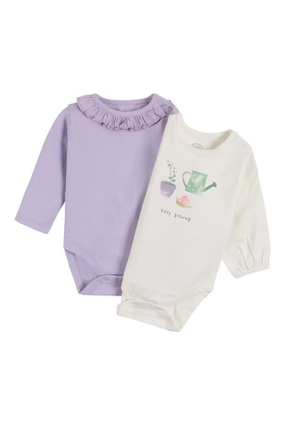 2 Rompertjes - Paars en Ecru
