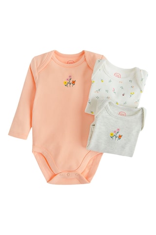 3 Rompertjes - Zalmkleurig en Ecru