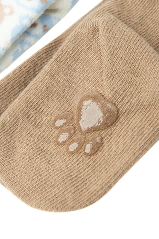 5 Paar Antislipsokken - Wit, taupe en hemelsblauw