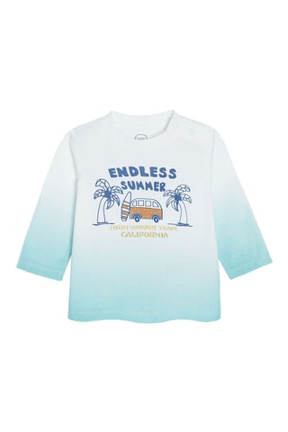 T-shirt Dip and Dye Wit en Zeegroen