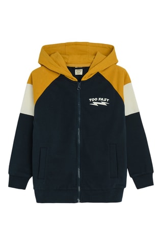 Sweater met Capuchon - Marineblauw en Mosterdgeel