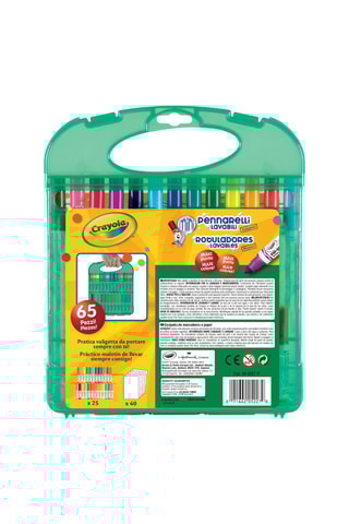 Mallette 65 feutres lavables maxi pointe et feuilles de dessin - Dès 3 ans