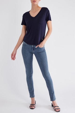 Jean 7/8 Pivoine - Bleu