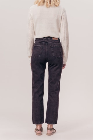 Jean droit 7/8 taille haute Plantain Noir