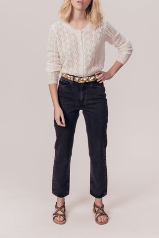 Jean droit 7/8 taille haute Plantain Noir