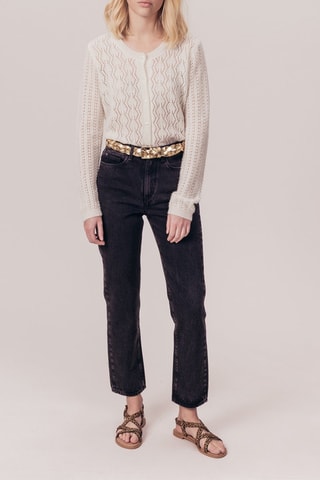 Jean droit 7/8 taille haute Plantain Noir