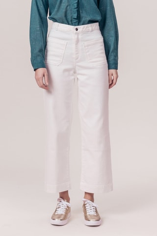 Jean droit 7/8 taille haute Palmier Blanc