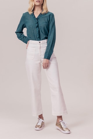 Jean droit 7/8 taille haute Palmier Blanc